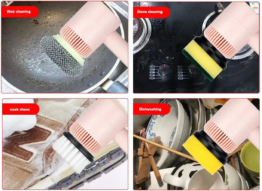 Electric Cleaning Brush USB Rechargeable Automatic Wireless Handheld Kitchen Dishwashing Brush Bathtub Tile Cleaning Brushes