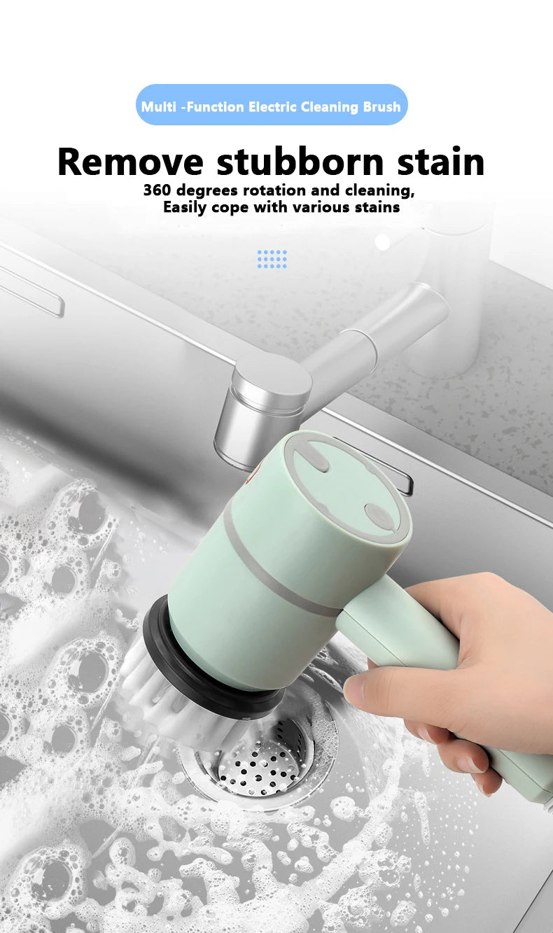 Electric Cleaning Brush USB Rechargeable Automatic Wireless Handheld Kitchen Dishwashing Brush Bathtub Tile Cleaning Brushes