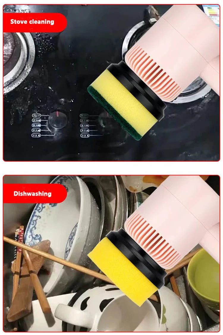 3 in 1 Electric Cleaning Brush USB Rechargeable Automatic Kitchen Dishwashing Brush Bathtub Tile Professional Cleaning Brush