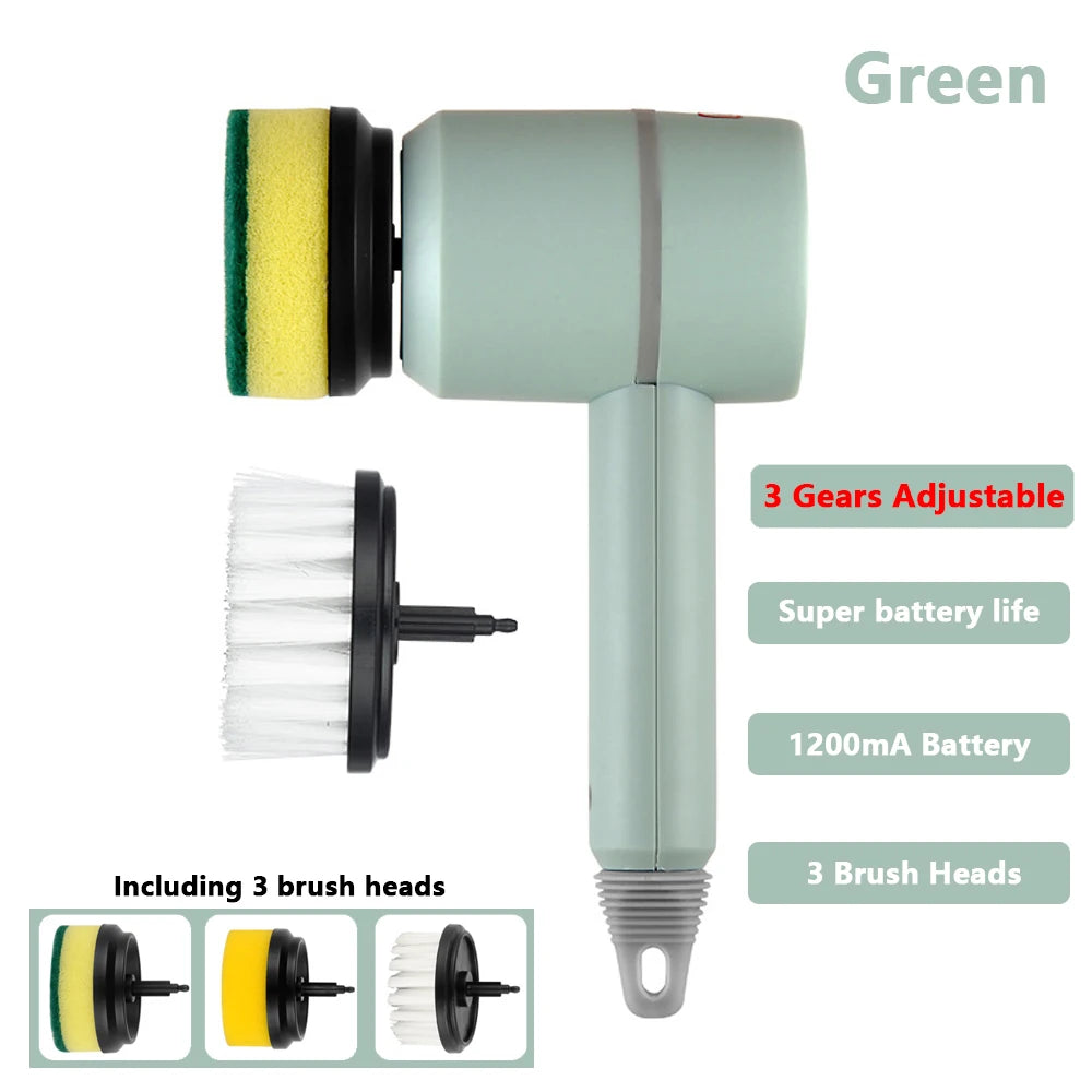 3 in 1 Electric Cleaning Brush USB Rechargeable Automatic Kitchen Dishwashing Brush Bathtub Tile Professional Cleaning Brush